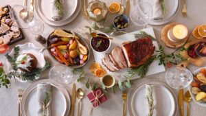 Table de noël décorée